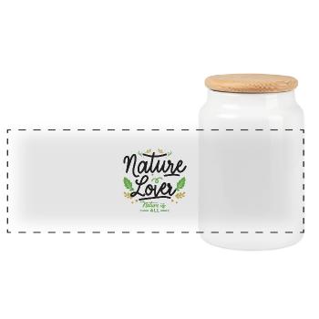 Nature Lover Nature Is All Green Text Art - Panoramic Cookie Jar with Wooden Lid - white - Front