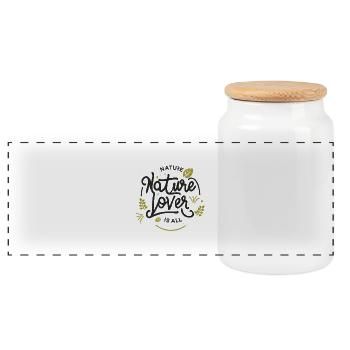 Nature Lover Nature Is All Green Text Art - Panoramic Cookie Jar with Wooden Lid - white - Front