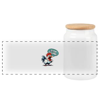 stop killing ! - Panoramic Cookie Jar with Wooden Lid - white - Front