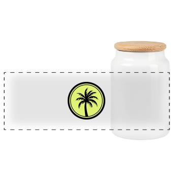 Icône de vacances de palmier - Boîte à biscuits avec couvercle en bois - blanc - Devant