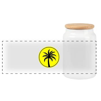 Palm Tree Holiday Plage - Boîte à biscuits avec couvercle en bois - blanc - Devant
