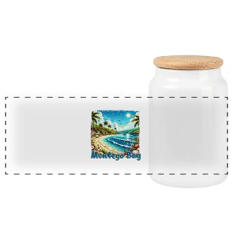 Montego Bay Jamaica Beach Palmiers Vacances Grunge - Boîte à biscuits avec couvercle en bois - blanc - Devant