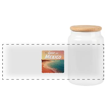 Gulf of Mexico stupid #2 - Panoramic Cookie Jar with Wooden Lid - white - Front