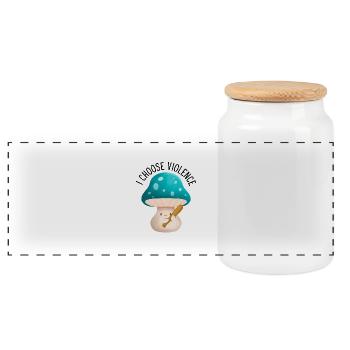 Choose Violence Sarcastic Funny Quote - Panoramic Cookie Jar with Wooden Lid - white - Front