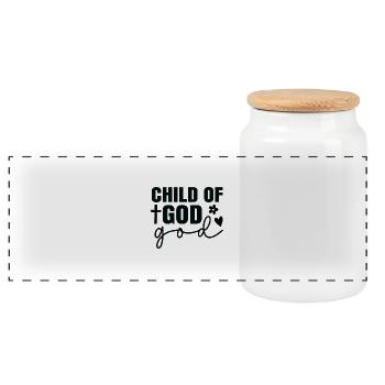 Child of God - Panoramic Cookie Jar with Wooden Lid - white - Front