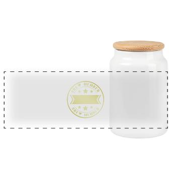 Crew Member Stamp - Panoramic Cookie Jar with Wooden Lid - white - Front