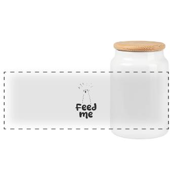 feed me - Panoramic Cookie Jar with Wooden Lid - white - Front