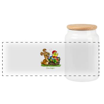 Easter Basket - Panoramic Cookie Jar with Wooden Lid - white - Front