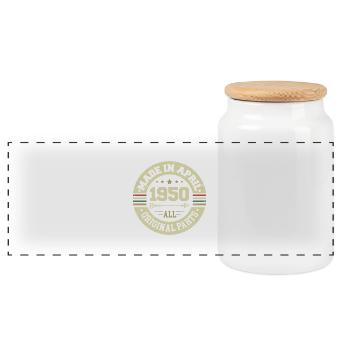 Anniversaire avril 1950 - Cadeau d’anniversaire 75 - Boîte à biscuits avec couvercle en bois - blanc - Devant