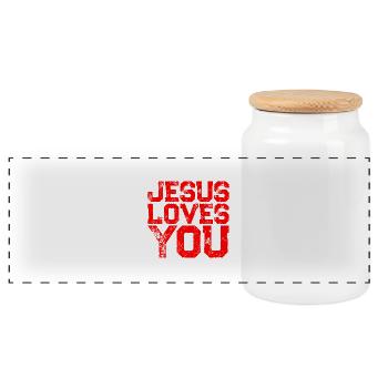 Jésus t’aime - Boîte à biscuits avec couvercle en bois - blanc - Devant