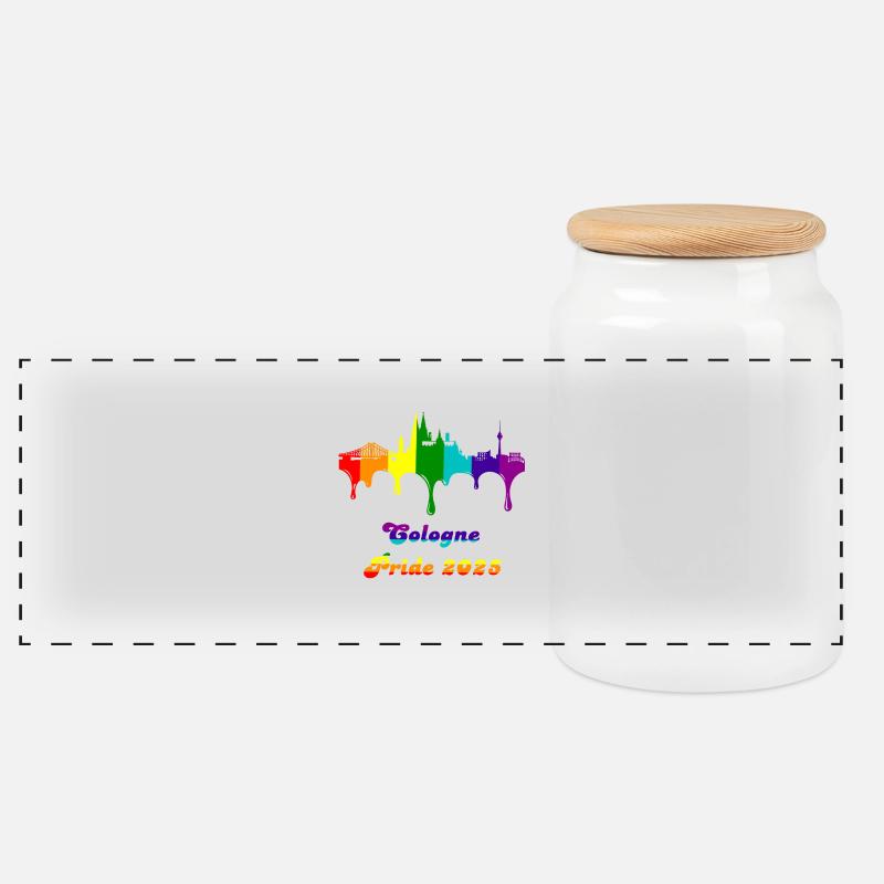 Pride 2025 Cologne - Panorama Keksdose mit Holzdeckel - Weiß