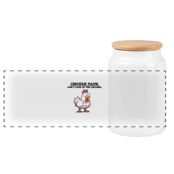 Chicken game - Panorama Keksdose mit Holzdeckel - Weiß - Vorne