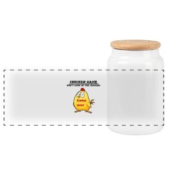 Chicken game - Panorama Keksdose mit Holzdeckel - Weiß - Vorne