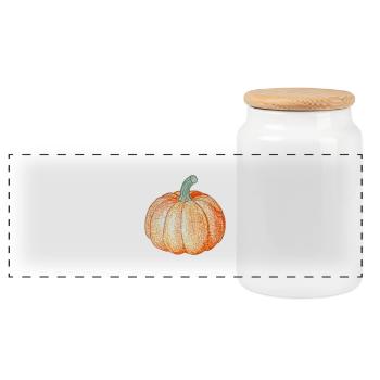 pumpkin - Panoramic Cookie Jar with Wooden Lid - white - Front
