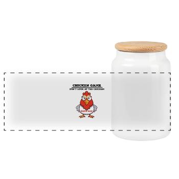 Chicken game - Panorama Keksdose mit Holzdeckel - Weiß - Vorne