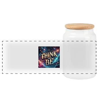 Think and be - Panorama Keksdose mit Holzdeckel - Weiß - Vorne
