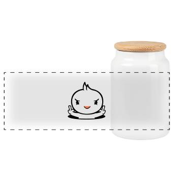 Bird Evil Bottom Hole Middle Finger Show Bad Boy - Panoramic Cookie Jar with Wooden Lid - white - Front
