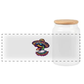 Canard Drôle Sombrero - Boîte à biscuits avec couvercle en bois - blanc - Devant