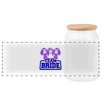 3 Birds Chicks Team Bride Saying Girls Girlfriends - Panoramic Cookie Jar with Wooden Lid - white - Front