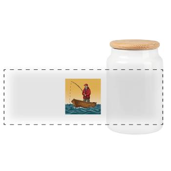 Pêche à partir d’un bateau : technique, équipement et le meilleur - Boîte à biscuits avec couvercle en bois - blanc - Devant