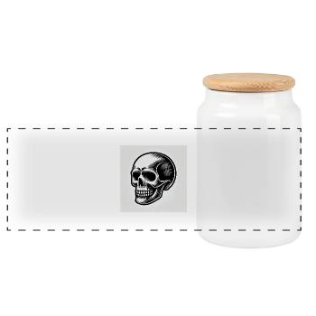 Skull: Symbol of death and rebellion - Panoramic Cookie Jar with Wooden Lid - white - Front