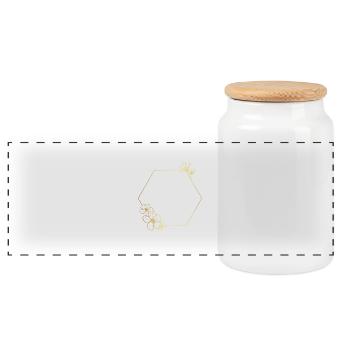 Letter n Gold Floral Frame - Panoramic Cookie Jar with Wooden Lid - white - Front