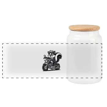 Moto Skunk - Boîte à biscuits avec couvercle en bois - blanc - Devant