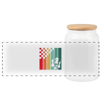 Retro-Schach – die bunte Leidenschaft eines Schachspielers - Panorama Keksdose mit Holzdeckel - Weiß - Vorne