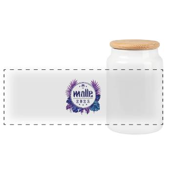 Malle 2025 - Boîte à biscuits avec couvercle en bois - blanc - Devant