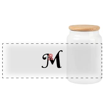 Buchstabe m minimalistische Blumen - Panorama Keksdose mit Holzdeckel - Weiß - Vorne