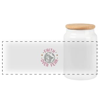 Faith Over Fear - Panoramic Cookie Jar with Wooden Lid - white - Front