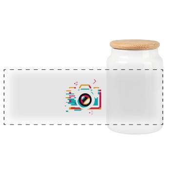 Appareil photo à fragmentation de pixels - Photographie vintage A - Boîte à biscuits avec couvercle en bois - blanc - Devant