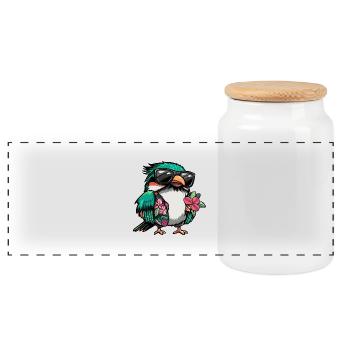 colibri oiseau frais été - Boîte à biscuits avec couvercle en bois - blanc - Devant