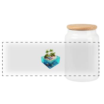 Vacarion Square 3D - Panorama Keksdose mit Holzdeckel - Weiß - Vorne