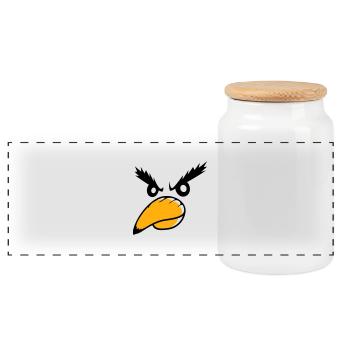 Raven Bird Peeps Evil Cool Funny Comic Humor Fun - Panoramic Cookie Jar with Wooden Lid - white - Front