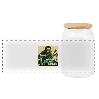 Drums I play vegetarian - Panorama Keksdose mit Holzdeckel - Weiß - Vorne