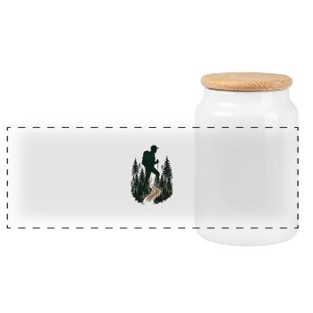Cool hiker pattern - mountain hikes - Panoramic Cookie Jar with Wooden Lid - white - Front