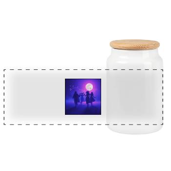 SWS MOONLIGHT DANCE - Panoramic Cookie Jar with Wooden Lid - white - Front