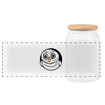 hibou oiseau aigle hibou hibou nuit oiseau effraie des granges chouette bande dessinée - Boîte à biscuits avec couvercle en bois - blanc - Devant