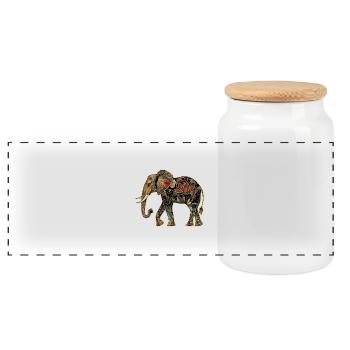 Elefant Floral Blumen - Panorama Keksdose mit Holzdeckel - Weiß - Vorne