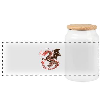 Roter Drache - Fantasy Kunst - Panorama Keksdose mit Holzdeckel - Weiß - Vorne