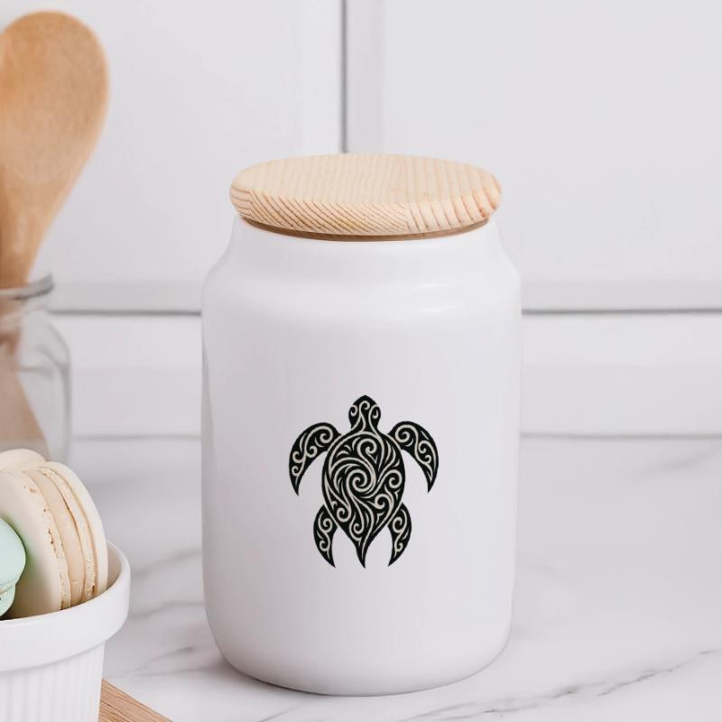 Mana Honu – Polynesian Turtle Panorama Keksdose mit Holzdeckel