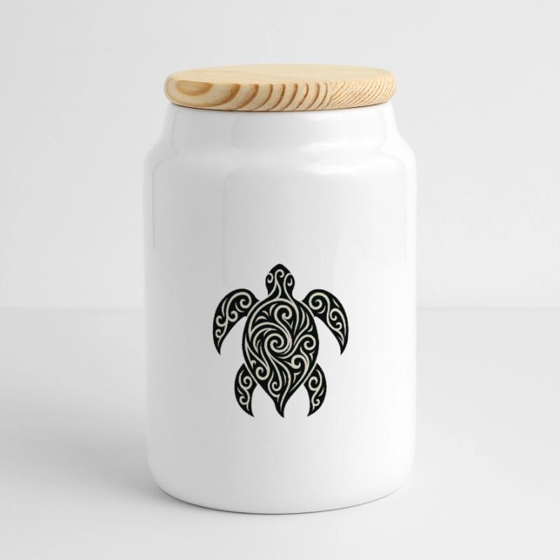 Mana Honu – Polynesian Turtle Panorama Keksdose mit Holzdeckel