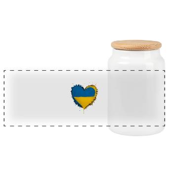 Ukraine Heart - Panoramic Cookie Jar with Wooden Lid - white - Front