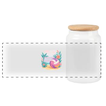 Sunset Spike – Beach Vibes Only - Panoramic Cookie Jar with Wooden Lid - white - Front