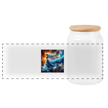 Femme Divine - Boîte à biscuits avec couvercle en bois - blanc - Devant