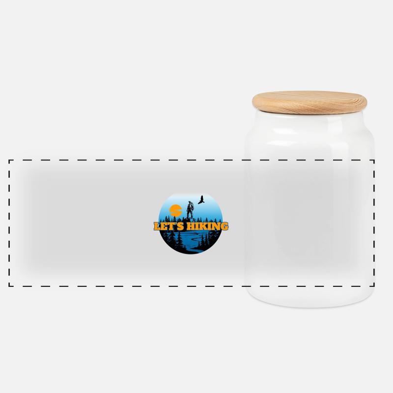 Lets hiking - Panorama Keksdose mit Holzdeckel - Weiß