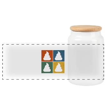 Pop Art Poop – Colorful & Ironic - Panoramic Cookie Jar with Wooden Lid - white - Front