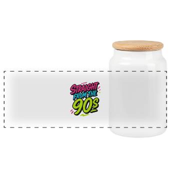Straight from the 90s – Neon Graffiti Style Throwb - Panoramic Cookie Jar with Wooden Lid - white - Front