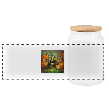 Tour de poker Animal - Boîte à biscuits avec couvercle en bois - blanc - Devant